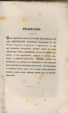 M. Porcii Catonis Originum fragmenta : emendata, disposita, illustrata