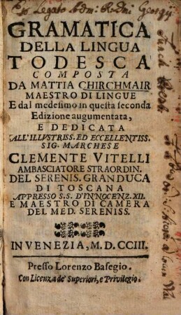 Grammatica della lingua Todesca