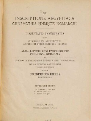 De inscriptione aegyptiaca Chnemothis (Ḫnmḥtp) Nomarchi