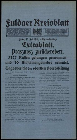 Ausgabe vom Donnerstag, den 15. Juli 1915.