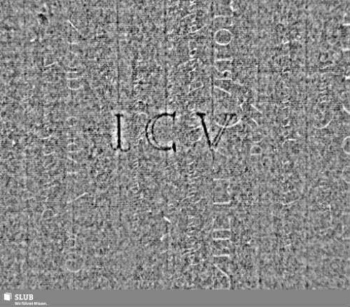 Lilienschild (gekrönt) / "ICV" = Titelblatt