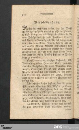 Verschwendung.