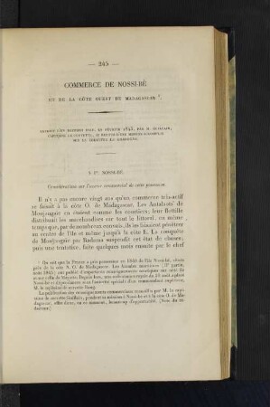 Commerce de Nossi-Be et de la cote ouest de Madagascar.