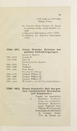 1789 - 1871. Dritte Periode: Zeitalter der großen Volksbewegungen