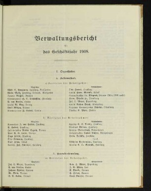 Verwaltungsbericht für das Geschäftsjahr 1908.
