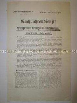 Nachrichtendienst mit Meldungen über revolutionäre Ereignisse an verschiedenen Orten