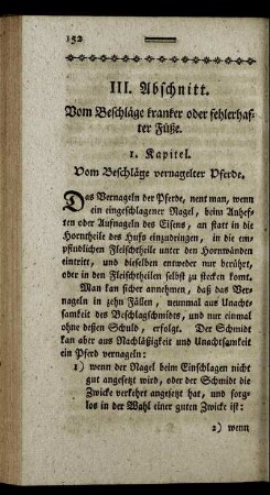 III. Abschnitt. Vom Beschläge kranker oder fehlerhafter Füße.