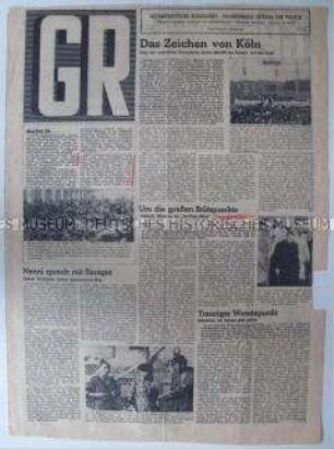 Titelblatt der Wochenzeitung "GR" ("Gesamtdeutsche Rundschau") u.a. zum Katholikebntag in Köln