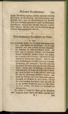 [Unterabschnitt] V. Verhältnißmäßige Krankheiten der Säfte