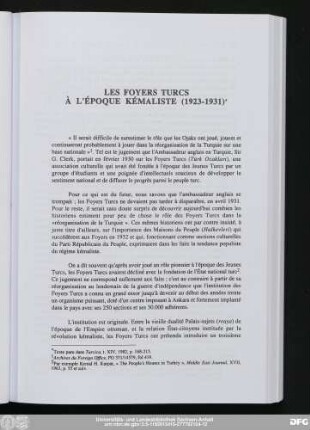 Les Foyers Turcs À L'Époque Kémaliste (1923-1931)
