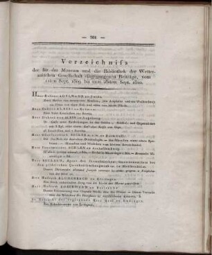 Verzeichniss der für das Museum und die Bibliothek der Wetterauischen Gesellschaft eingegangenen Beiträge, vom 11ten Sept. 1809 bis zum 28sten Sept. 1810.