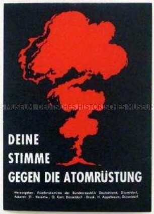 Klebezettel mit einem Motiv gegen die atomare Aufrüstung (Atompilz)