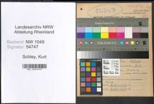 Entnazifizierung Kurt Schley , geb. 14.02.1908 (Kaufmaennischer Angestellter)