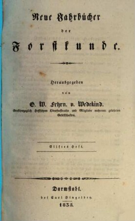 Neue Jahrbücher der Forstkunde. 11. 1835