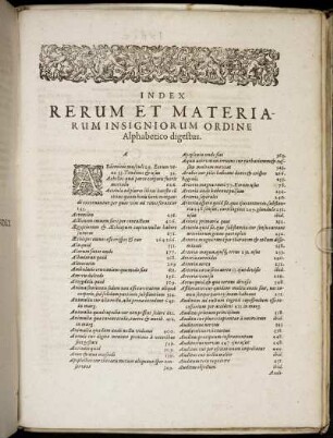 Index Rerum Et Materiarum Insigniorum Ordine Alphabetico digestus.