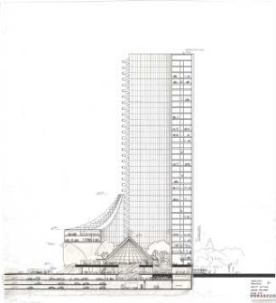 Schneider - Esleben, Paul; Düsseldorf, ARAG - Platz 1; 'ARAG 2000', Hauptverwaltung der Allgemeinen Versicherungs-AG - Hochhaus (Schnitt)