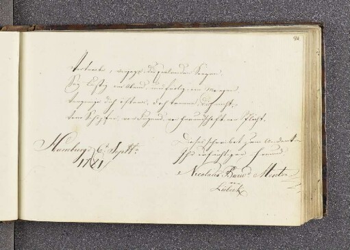 Nikolaus Barward Mentze. – Hamburg, 06.09.1781