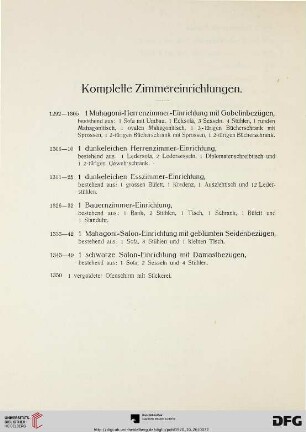 Komplette Zimmereinrichtungen (Nr. 1292-1350)