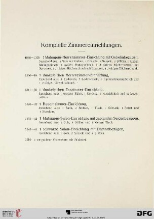 Komplette Zimmereinrichtungen (Nr. 1292-1350)