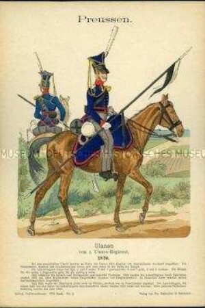 Uniformdarstellung, Gemeine des 1. Ulanen-Regiments, Königreich Preußen, 1820.
