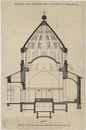 Bestelmeyer, German; Regensburg (Bayern); Gräfl. v. Dörnberg`sches Mausoleum - Querschnitt