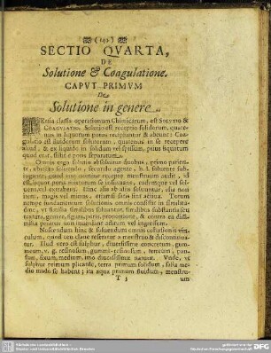 Sectio [Liber] Quarta, De Solutione & Coagulatione