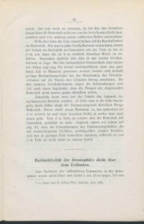 Radioaktivität der Atmosphäre dicht über dem Erdboden.