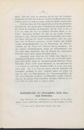 Radioaktivität der Atmosphäre dicht über dem Erdboden.