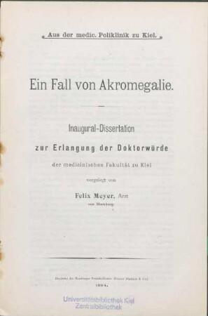Ein Fall von Akromegalie