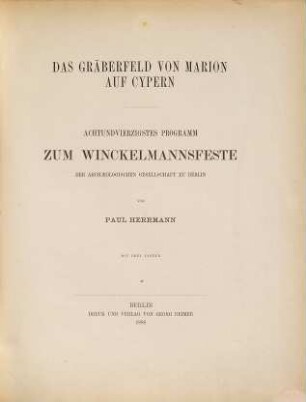 Das Gräberfeld von Marion auf Cypern