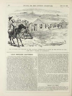 The surprise and delight of the general commanding-in-chief at the success of the new straw stables at Aldershot