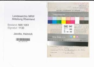 Entnazifizierung Heinrich Jacobs , geb. 31.01.1904 (Schuster)
