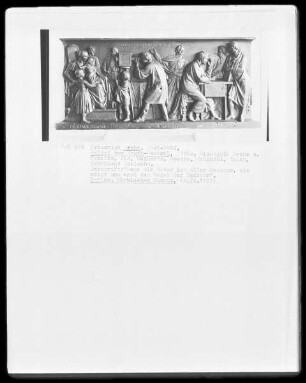 Relief vom Beuth-Denkmal; Darke und Familie, Kiß, Daguerre, Goethe, Schinkel, Rauch, Fabrikant Edelmann