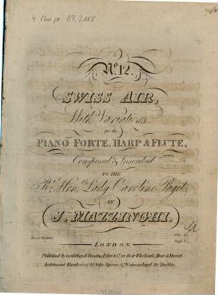 Swiss air : with variations ; for the piano forte, harp & flute