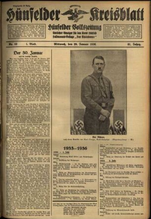Erste Ausgabe vom Mittwoch, den 29. Januar 1936.