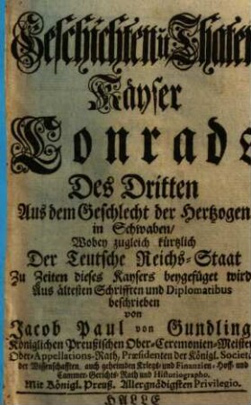 Geschichten und Thaten Kayser Konrads des Dritten