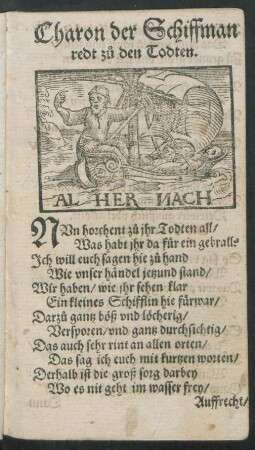 Charon der Schiffman redt zu den Todten.
