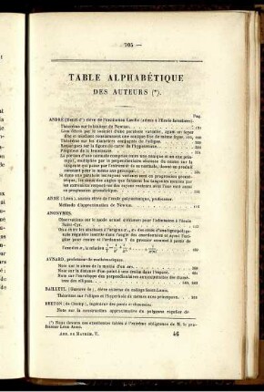Table alphabétique des auteurs.