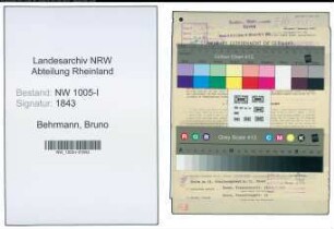 Entnazifizierung Bruno Behrmann , geb. 10.11.1921 (Kaufm. Angestellter)