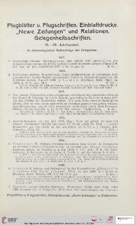 15.-19. Jahrhundert: In chronologischer Reihnenfolge der Ereignisse (Nr. 1-1546)
