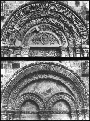 Civray (Vienne), St. Nicolas, Fassade, Portal: Tympanon und Archivolten; Blendarkade