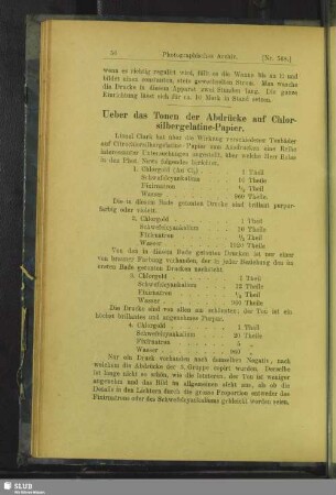 Ueber das Tonen der Abdrücke auf Chlorsilbergelatine-Papier