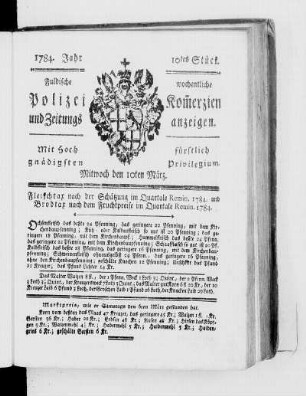 10tes Stück., Ausgabe vom 10. März 1784