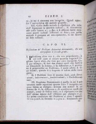 Capo VI. Risoluzione de' Problemi Aritmetici determinati, che non oltrepassano il secondo grado.