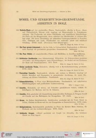 Möbel und Einrichtungsgegenstände: Arbeiten in Holz (Nr. 650-683)
