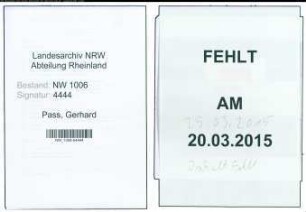 Entnazifizierung Gerhard Pass , geb. 20.04.1902 (Bergmann)