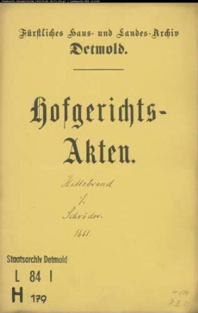 Hillebrand, Gerds Witwe gegen Oberstwachtmeister Franz Schröder zu Horn - Schuldforderung