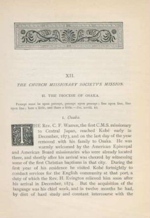 XII. The church missionary society's mission. II. The diocese of Osaka