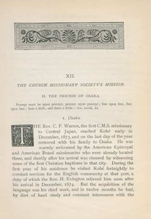 XII. The church missionary society's mission. II. The diocese of Osaka