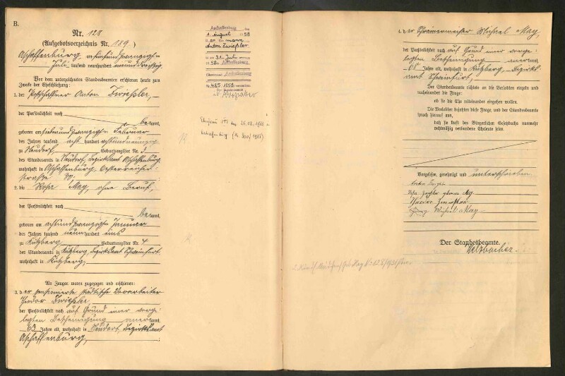 Standesamtsbuch der Stadt Aschaffenburg: Eheschließungen 252/1930 - 130/1931